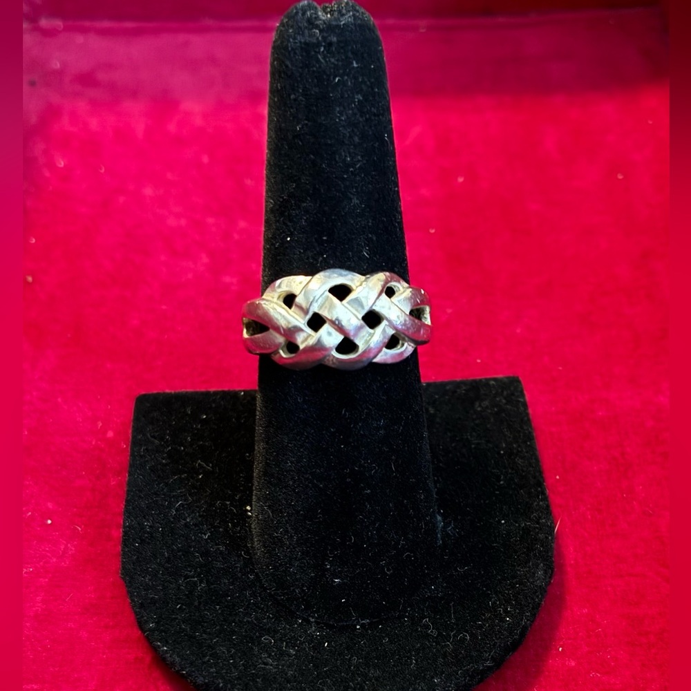 Vintage Monet 925 Sterling Silver Wide Woven Knot Ring Size 7.5